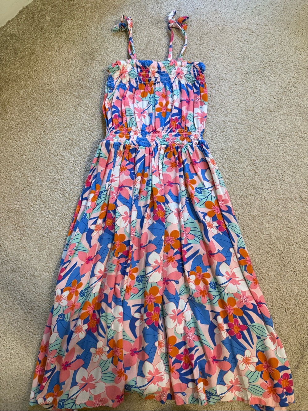 Girls Floral Maxi Sundress - Pink & Blue